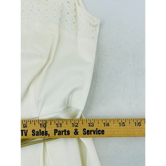 NWOT Calvin Klein White Sleeveless Belted A Line Career Dress Size 4